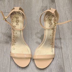Nude stiletto heel simple buckle ankle strap shoes